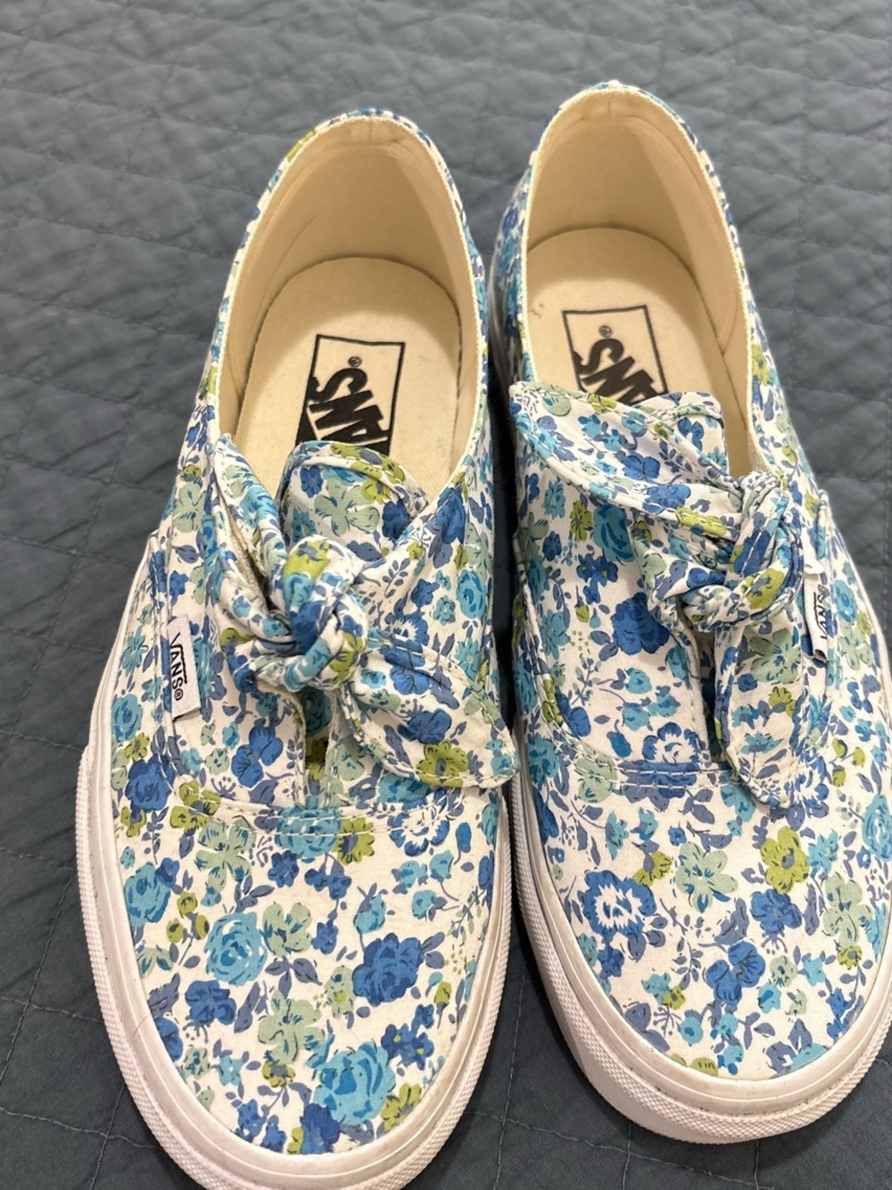 Vans Blue & Green Floral Knot Slip-On Sneakers